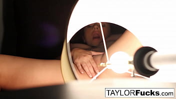 Hot brunette rubs her pussy