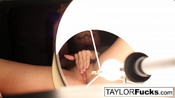 Hot brunette rubs her pussy