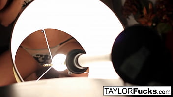 Hot brunette rubs her pussy