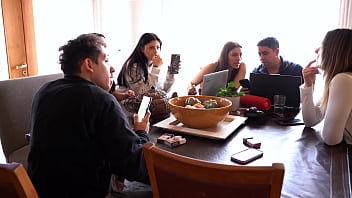 When the delivery guy arrives and my friend can't hold back her urge to suck his cock