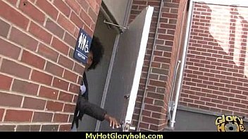 Ebony teen shows off her blowjob skills at gloryhole 14