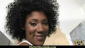 Ebony teen shows off her blowjob skills at gloryhole 14