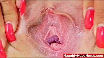 Lady nurse practitioner playing with herself with gyno tool