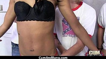 Amateur ebony interracial group sex with facial 3