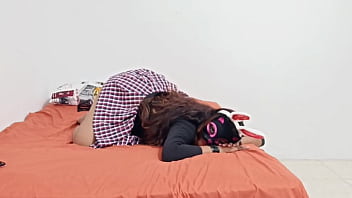 Cosplay sexy bunny touching everything