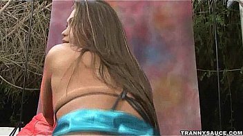 Foxy Latina Shemale Hottie Taking Her Clothes Off thumbnail