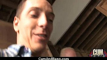 Interracial group blowjob from a ebony slut 18