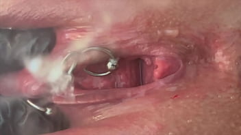Pee very strong stream from my pierced pussy and my hands in latex glove Pee very strong stream from my pierced pussy and my hands in latex glove