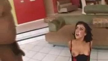 Horny brunette fucked hard by three guys