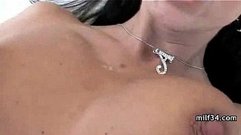 Horny big tit milf gives a hot blowjob