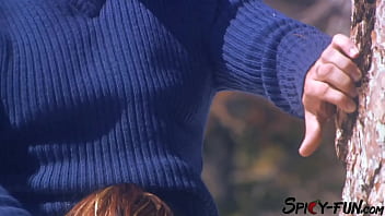 Busty brunette is having outdoor sex in the snow