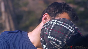 Busty brunette is having outdoor sex in the snow