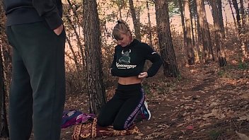 Blowjob and cum on tits in the forest russian stalker karina and security guard ivan Blowjob and cum on tits in the forest russian stalker karina and security guard ivan