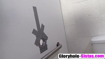 Cali sweets sucking and fucking white cock through a glory hole