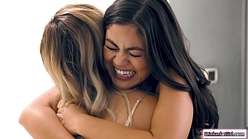 Brunette latina eating her asian friends hairy pussy