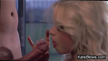 Blonde beauty strokes and sucks