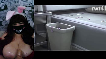 Bbw milf with big natural tits playing on cam while watching a hentai video compilation