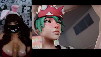 Bbw milf with big natural tits playing on cam while watching a hentai video compilation