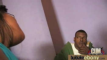 Ebony gets group cumshots 11