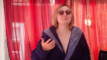 Try on red shiny pvc catsuit corset and natural long fur coat curvy milf arya grander