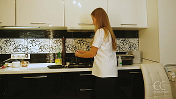 Sexy blonde eats egg food fetish