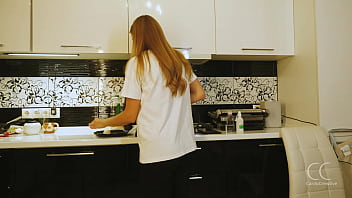 Sexy blonde eats egg food fetish