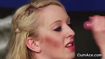 Slutty hottie gets cumshot on her face swallowing all the ejaculate