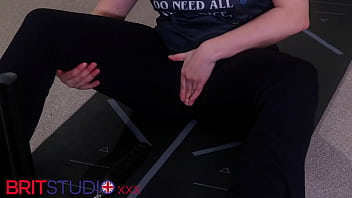 Nerdy yoga girl gets railed by fucking machine