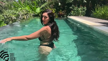 Hot milf fucked by the pool and get sperm on face