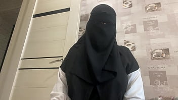 Friend's arab wife with sexy holes masturbates in the kitchen