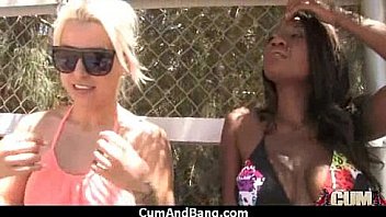 Black chick gets gangbanged by a group of white guys 11