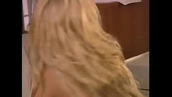 Slutty blonde bitch sucks cock after getting nailed by cute male