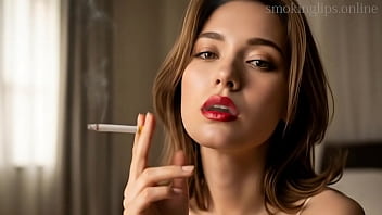 Smoking fetish ai movie red lipstick