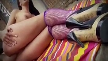 Curvy girl in glasses outdoor hardcore