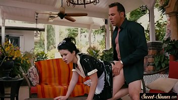 Petite teen housemaid fucked hard outdoors