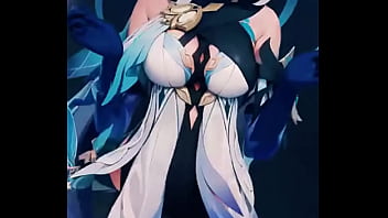 A mysterious genshin beauty steps into the spotlight her silver hair flowing while her blue outfit glimmers with power cold as ice yet burning with hidden passion… ready to uncover the secret bio link waiting