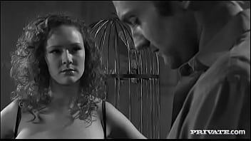 Audrey hollander stuffs panties in mouth of man wrapped in cellophane