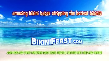 Chesty slut masturbates in the pool