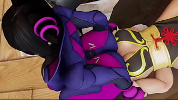 Street fighter juri grinds on chun li's face