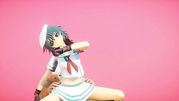 Kantai collection kiso hentai dance and sex cowgirl position undress mmd 3d blue hair clip