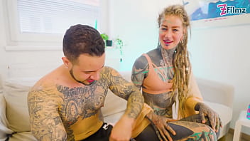 Tattooed pornstar gets filled with huge italian cock and gets covered head to toe in cum atm gapes big cumshot deepthroat