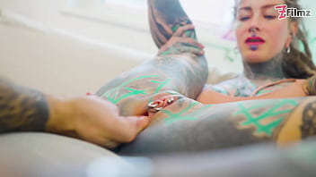 Tattooed pornstar gets filled with huge italian cock and gets covered head to toe in cum atm gapes big cumshot deepthroat