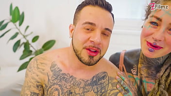 Tattooed pornstar gets filled with huge italian cock and gets covered head to toe in cum atm gapes big cumshot deepthroat
