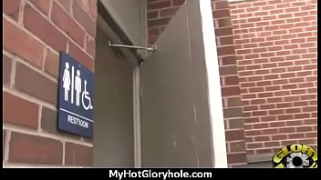 Ebony at the gloryhole jizzed on 17