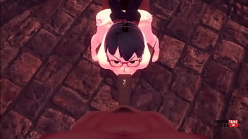 Boruto hentai sarada fucked and blowjob in a threesome