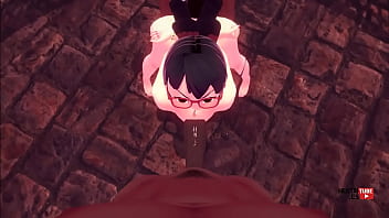 Boruto hentai sarada fucked and blowjob in a threesome