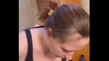 Slut gets spit on while he’s jerking down her face