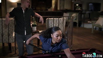 Horny dude fucked a shaved black pussy roughly on a pool table Horny dude fucked a shaved black pussy roughly on a pool table