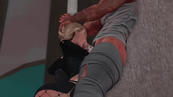 Gulping down dick at his villa second life