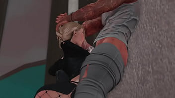 Gulping down dick at his villa second life